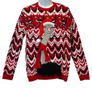 33 Degrees Xmas Ostrich Ugly Christmas Sweater Size M